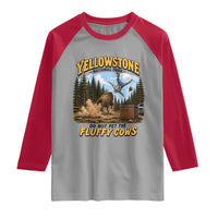 Yellowstone National Park Do Not Pet The Fluffy Cows Bison Raglan Shirt