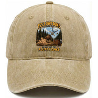 Yellowstone National Park Do Not Pet The Fluffy Cows Bison Washed Cotton Baseball Cap