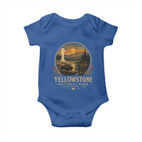 Vintage Yellowstone National Park Vintage Bison Geyser Baby Onesie Wyoming Montana Idaho Hiking Camping