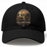 Vintage Yellowstone National Park Vintage Bison Geyser Baseball Cap Wyoming Montana Idaho Hiking Camping