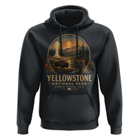 Vintage Yellowstone National Park Vintage Bison Geyser Hoodie Wyoming Montana Idaho Hiking Camping