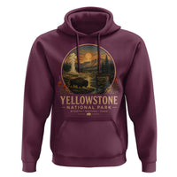 Vintage Yellowstone National Park Vintage Bison Geyser Hoodie Wyoming Montana Idaho Hiking Camping