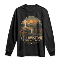 Vintage Yellowstone National Park Vintage Bison Geyser Long Sleeve Shirt Wyoming Montana Idaho Hiking Camping