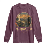 Vintage Yellowstone National Park Vintage Bison Geyser Long Sleeve Shirt Wyoming Montana Idaho Hiking Camping