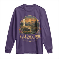 Vintage Yellowstone National Park Vintage Bison Geyser Long Sleeve Shirt Wyoming Montana Idaho Hiking Camping