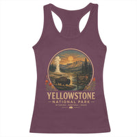 Vintage Yellowstone National Park Vintage Bison Geyser Racerback Tank Top Wyoming Montana Idaho Hiking Camping