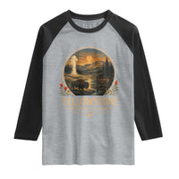 Vintage Yellowstone National Park Vintage Bison Geyser Raglan Shirt Wyoming Montana Idaho Hiking Camping