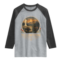Vintage Yellowstone National Park Vintage Bison Geyser Raglan Shirt Wyoming Montana Idaho Hiking Camping