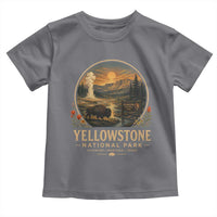 Vintage Yellowstone National Park Vintage Bison Geyser Toddler T Shirt Wyoming Montana Idaho Hiking Camping