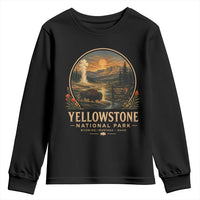 Vintage Yellowstone National Park Vintage Bison Geyser Youth Sweatshirt Wyoming Montana Idaho Hiking Camping