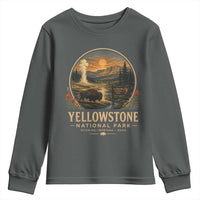 Vintage Yellowstone National Park Vintage Bison Geyser Youth Sweatshirt Wyoming Montana Idaho Hiking Camping