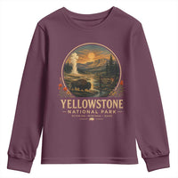 Vintage Yellowstone National Park Vintage Bison Geyser Youth Sweatshirt Wyoming Montana Idaho Hiking Camping