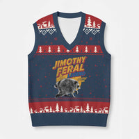 Vintage Jimothy Raccoon V-Neck Knit Sweater Vest Feral Legend Seattle WA Trash Panda Meme