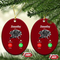 Jimothy Calling Phone Call Seattle Raccoon Ceramic Ornament