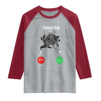 Jimothy Calling Phone Call Seattle Raccoon Raglan Shirt