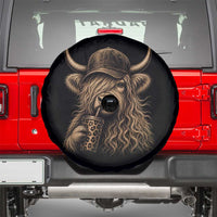 Highland Cow Funny Cute Coffee Lover Graphic Spare Tire Cover