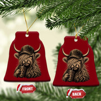 Highland Cow Funny Cute Coffee Lover Graphic Ceramic Ornament