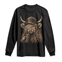 Highland Cow Funny Cute Coffee Lover Graphic Long Sleeve Shirt