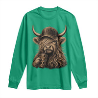 Highland Cow Funny Cute Coffee Lover Graphic Long Sleeve Shirt