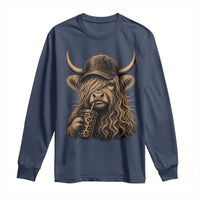 Highland Cow Funny Cute Coffee Lover Graphic Long Sleeve Shirt