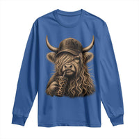 Highland Cow Funny Cute Coffee Lover Graphic Long Sleeve Shirt