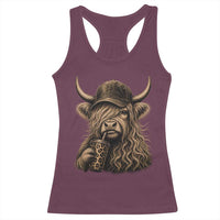 Highland Cow Funny Cute Coffee Lover Graphic Racerback Tank Top