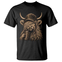 Highland Cow Funny Cute Coffee Lover Graphic T Shirt