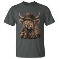 Highland Cow Funny Cute Coffee Lover Graphic T Shirt