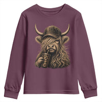 Highland Cow Funny Cute Coffee Lover Graphic Youth Sweatshirt