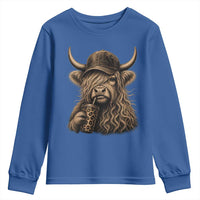 Highland Cow Funny Cute Coffee Lover Graphic Youth Sweatshirt