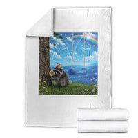 Jimothy Raccoon Dreamcore Throw Blanket Seattle Trash Panda Gen Z Humor Rainbow Aesthetic