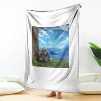 Jimothy Raccoon Dreamcore Throw Blanket Seattle Trash Panda Gen Z Humor Rainbow Aesthetic