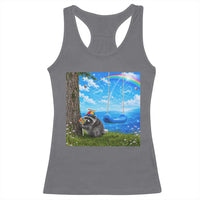 Jimothy Raccoon Dreamcore Racerback Tank Top Seattle Trash Panda Gen Z Humor Rainbow Aesthetic