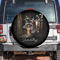 Jimothy Raccoon Drinking Iced Coffee Night City Aesthetic Spare Tire Cover