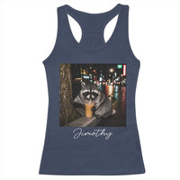 Jimothy Raccoon Drinking Iced Coffee Night City Aesthetic Racerback Tank Top
