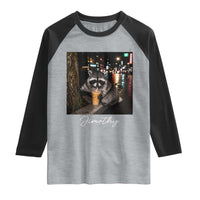 Jimothy Raccoon Drinking Iced Coffee Night City Aesthetic Raglan Shirt