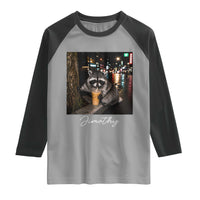 Jimothy Raccoon Drinking Iced Coffee Night City Aesthetic Raglan Shirt