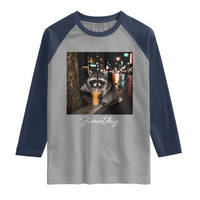 Jimothy Raccoon Drinking Iced Coffee Night City Aesthetic Raglan Shirt