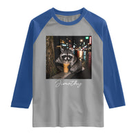 Jimothy Raccoon Drinking Iced Coffee Night City Aesthetic Raglan Shirt