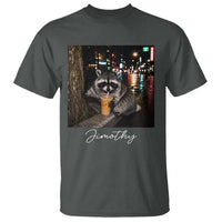 Jimothy Raccoon Drinking Iced Coffee Night City Aesthetic T Shirt