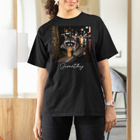 Jimothy Raccoon Drinking Iced Coffee Night City Aesthetic T Shirt For Women
