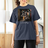 Jimothy Raccoon Drinking Iced Coffee Night City Aesthetic T Shirt For Women