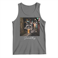 Jimothy Raccoon Drinking Iced Coffee Night City Aesthetic Tank Top