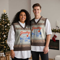 Jimothy Seattle Raccoon V-Neck Knit Sweater Vest Vintage Graphic Viral Short Spine Trash Panda Wildlife