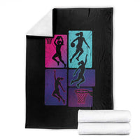 Basketball Girls Throw Blanket Retro Neon Girl Dunk Hoop Sports - Wonder Print Shop
