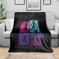Basketball Girls Throw Blanket Retro Neon Girl Dunk Hoop Sports - Wonder Print Shop