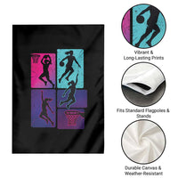 Basketball Girls Garden Flag Retro Neon Girl Dunk Hoop Sports - Wonder Print Shop