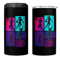 Basketball Girls 4 in 1 Can Cooler Tumbler Retro Neon Girl Dunk Hoop Sports - Wonder Print Shop