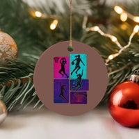 Basketball Girls Ceramic Ornament Retro Neon Girl Dunk Hoop Sports - Wonder Print Shop