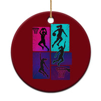 Basketball Girls Ceramic Ornament Retro Neon Girl Dunk Hoop Sports - Wonder Print Shop